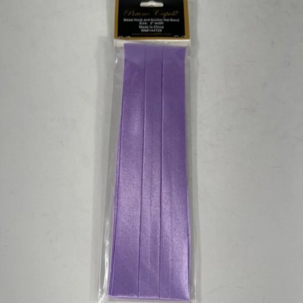 Bruno Capelo Men's Lavender 3 Pleat Hat Band Premium 2 End Hooks 100% Satin